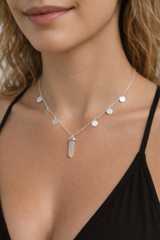 Collar círculos y cuarzo